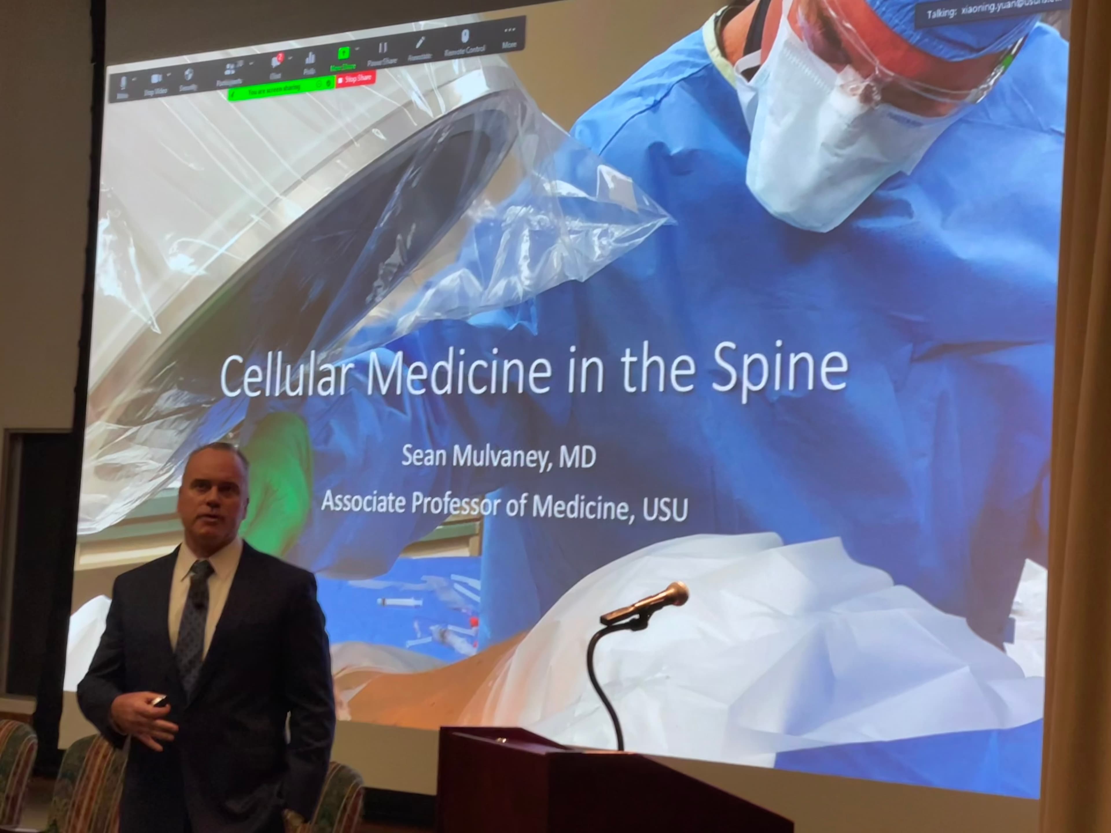Dr. Mulvaney lecturing on Cellular Medicine in the Spine